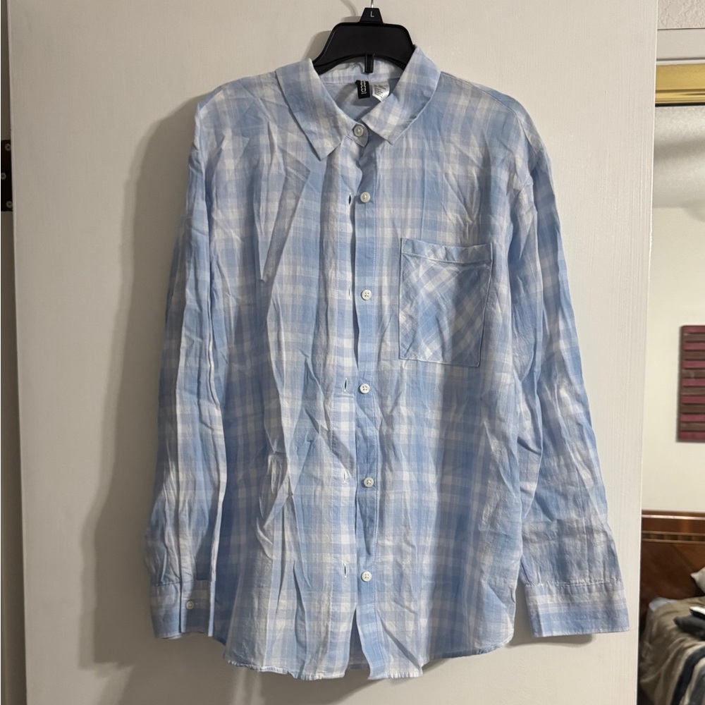 H&M Light Blue Plaid Casual Shirt